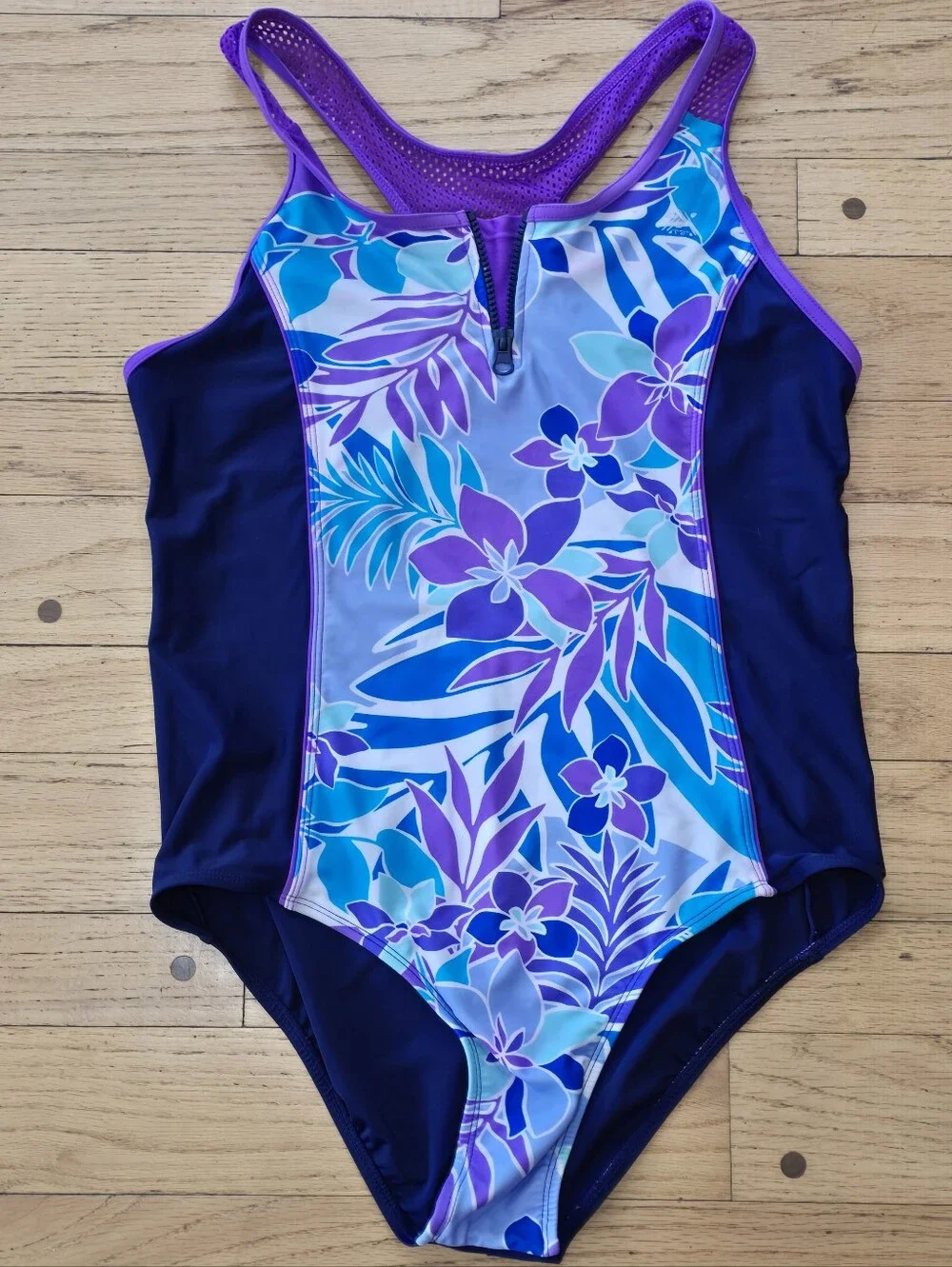 ZeroXposur Girls Plus Size One Piece Swimsuit Tropical Floral XL 18.5
